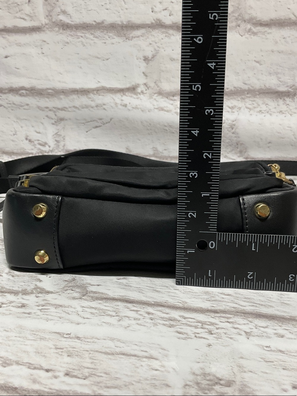 Tumi Black Nylon Crossbody with Gold Hardware Accents - Picture 7 of 9